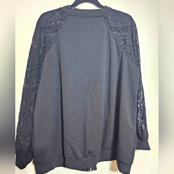 Womens Misia Curvey Full Zip Lightweight Jacket Black Size 2X  Lace Sleeves - Picture 2 of 6